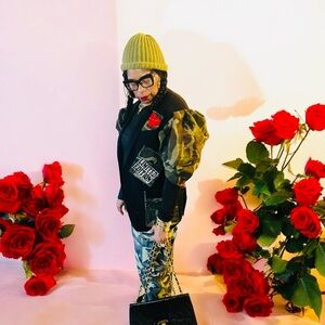 Limited Edition Camouflage Jacket with Red Rose